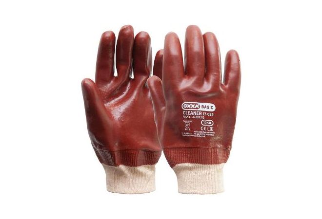OXXA® Cleaner 17-022 handschoen PVC rood met tricot manchet en gesloten rugzijde (Doos 120 paar) - 1.17.022.00 - gratis verzending - JSK Handelsonderneming