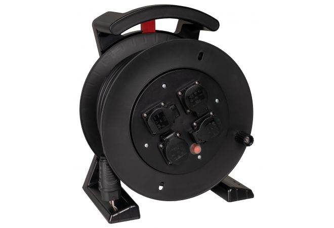 JUMBO Kabelhaspel 40 meter in zwart, 4 contactdozen, H07RN-F 3G2,5 mm² - 2211.114.2401 - gratis verzending JUMBO Kabelhaspel 40 meter in zwart, 4 contactdozen, H07RN-F 3G2,5 mm² - 2211.114.2401 - gratis verzending