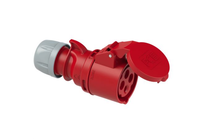 224-6v CEE-Connector 32A 4-polig, 400 V (50+60 Hz) Rood, 4p 6h IP44 SHARK - 102735 - JSK Handelsonderneming