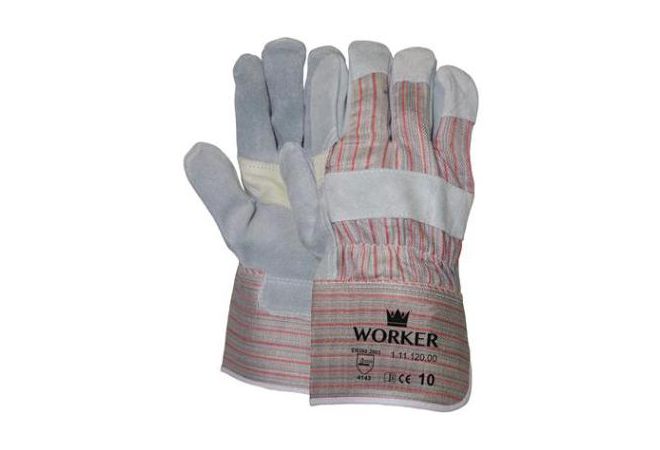 A-kwaliteit splitlederen handschoen met palmversterking (Doos 60 paar) - 1.11.120.00 - JSK Handelsonderneming