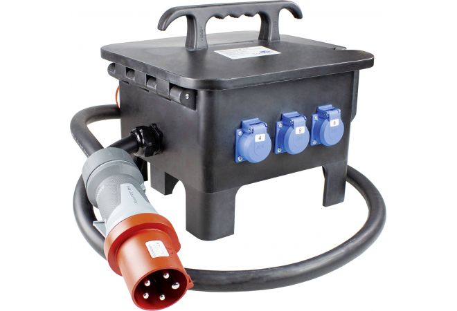 AS Schwabe Bouwstroomverdeler 61562 400V 63A | 3x geaarde stopcontacten 230 V, 16 A 2x CEE-stopcontacten 400 V, 16 A, 5-polig 1x CEE-stopcontact 400 V, 32 A, 5-polig 1x CEE-stopcontact 400 V, 63 A, 5-polig - JSK Handelsonderneming
