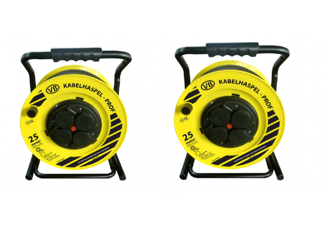 Actie 2 stuks Professionele Bouwhaspel | Kabelhaspel | 25 meter 3G2.5 H07RN-F IP44 | 41091