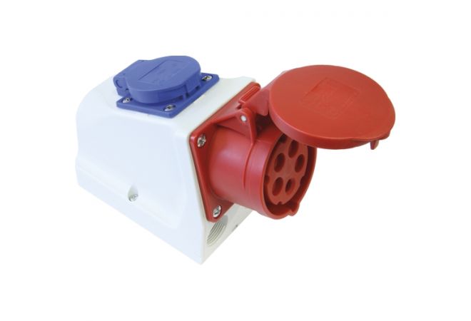 CEE Combi Wanddoos 16A 5-polig, 400V / 230V, 6h - 601.516 - JSK Handelsonderneming