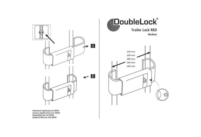 080-142 DoubleLock Trailer Lock RED Medium
