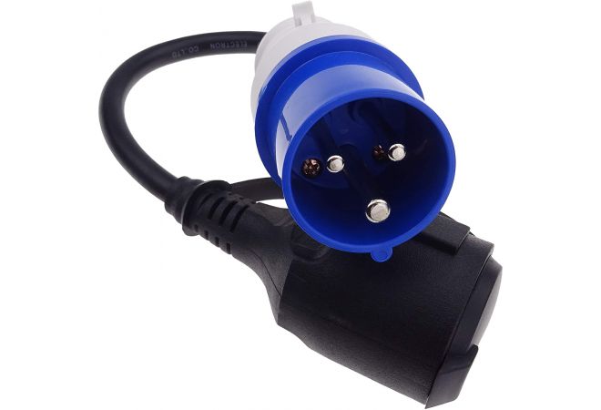 163162 Verloop snoer | Verloop kabel | Verloop adapter CEE 16A 3-polig blauw naar Schuko 230V - 50 cm kabel