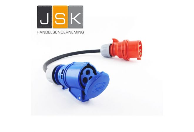 165=>323 - Verloopstekker 3 fase naar 1 fase 16A | Plug 16A 5p => Socket 32A 3p