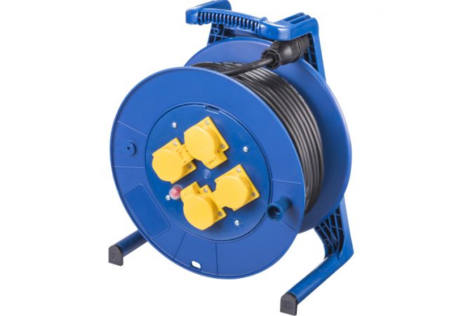 JUMBO® L kabelhaspel met 4 contactdozen H07RN-F 25 m 3 x 2,5 mm² zwart - 266.654.2251 - JSK Handelsonderneming