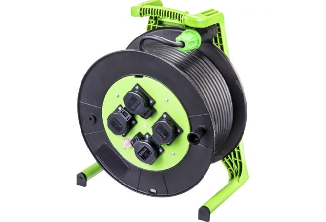 JUMBO® L 2.0 kabelhaspel 3 x 2,5 mm² 40 meter met 4 contactdozen H07RN-F, groen-zwart - 2271.714.2401