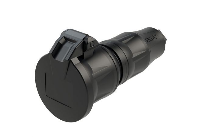 802.511.01 SIROX Profi contrastekker met scharnierend deksel, IP54, zwart