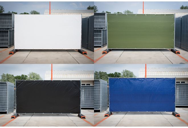 Hekwerkzeil, 176 cm x 341 cm, 150 (gr/m2), PE, Niet winddoorlatend, Zwart/Wit/Groen/Blauw