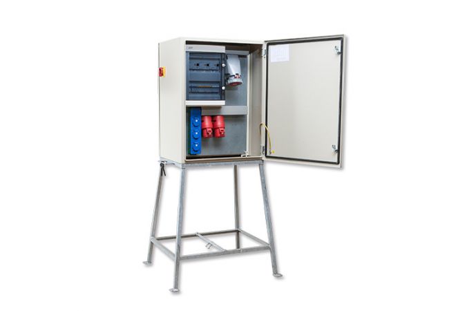 Bouwmeterkast 80 Ampère - KEM8002 -  1x CEE 63A 5p 400V - 3 x CEE 32A 5p 400V - 6 x schuko 16A 2p+RA 230V - 104499 - JSK Handelsonderneming