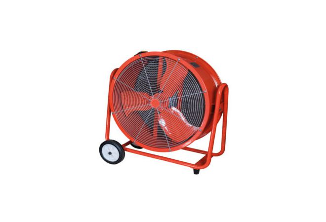 VOK-242S Professionele ventilator van Oklima, 9.600 m³/h luchtverplaatsing, Afmetingen 78 × 30 × 85 cm, Verstelbare hoek 360 °