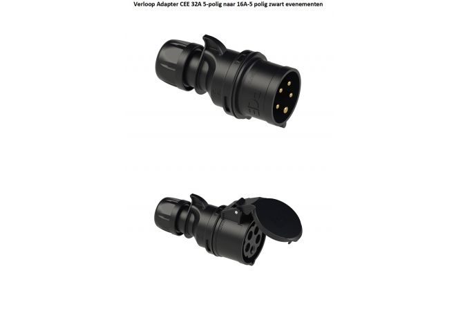 CEE CEE Adapter Starkstrom 32A Stecker 5p auf 16A Kupplung 5p - Black Edition - JSK Handelsonderneming