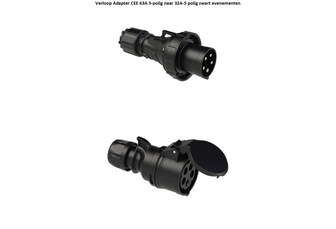 635325 CEE Event verloop adapter Stroom adapter 63A 5p naar CEE 32A 5p 400V Black Edition - 635325 - JSK Handelsonderneming