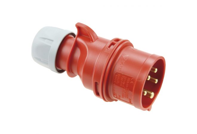 015-6v CEE Stekker 5-polig, 16A ,400V (50+60 Hz) Rood, 6h IP44 SHARK / CEE-plug 16A 5p 6h IP44 SHARK - 102205