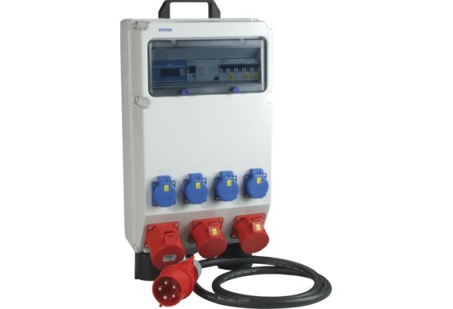 Wandverdeelkast kunststof Kempten, 1x CEE 32A, 2x 16A, 4x schuko 230V, 230/400 met ingebouwde stroommeter voor afrekendoeleinden geschikt - 082.124.0121-Z