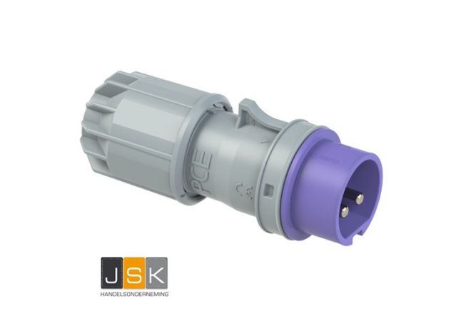 CEE-plug 16A 2p 24VAC 50/60Hz IP44 TWIST, rated voltage/frequency: 24V~ / 50+60Hz, contacts: brass nickel plated PCE 062v