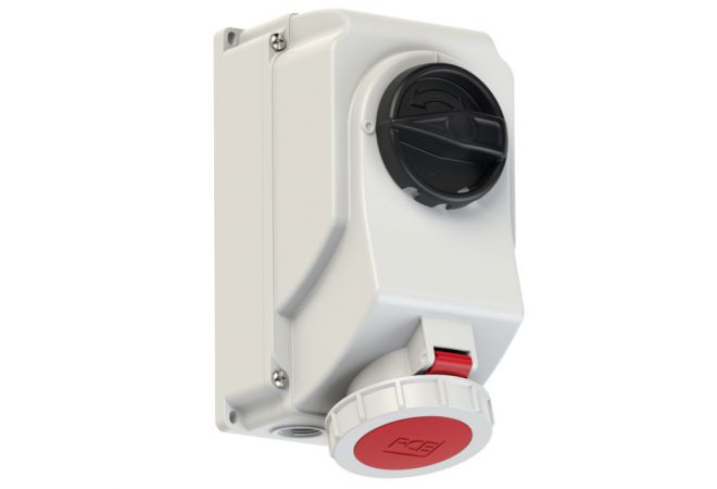 853.526 | Afschakelbare CEE-wandcontactdoos IP67 63A 3 x M40 | 400V (50+60 Hz) rood | Mechanische vergrendeling | EAN-Code: 4028232202371 - JSK Handelsonderneming