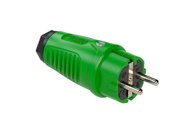 Volrubber stekker groen voor aansluitdiameter tot 3G2,5 mm², 802.400.07 - I16A / 250V AC / 3p (2P+E), protection rating: IP54