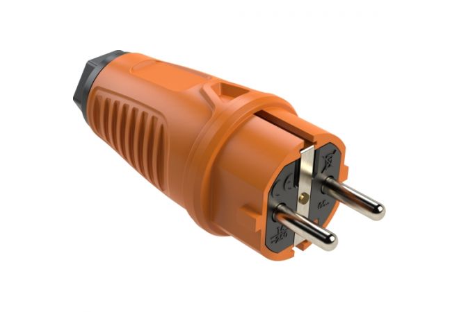 Volrubber stekker oranje voor aansluitdiameter tot 3G2,5 mm², 802.400.17 - I16A / 250V AC / 3p (2P+E), protection rating: IP54