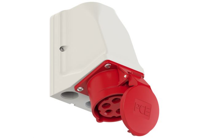 CEE Opbouw doos met doorlus 16A 5p 6h, type 915-6v, IP44 400 V (50+60 Hz) rood, 104084