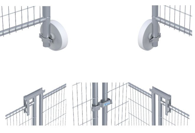 Bouw-hek Poortset met 2x Bouwhekwiel - 2x Bouwhekscharnier - 1x Bouwhekslot