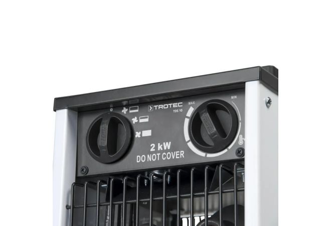 Elektrische kachel TDS 10, in 3 niveaus tussen 0,65 kW en 2 kW verwarmingsvermogen, met geïntegreerde thermostaat, Luchthoeveelheid: 186 m³/h,