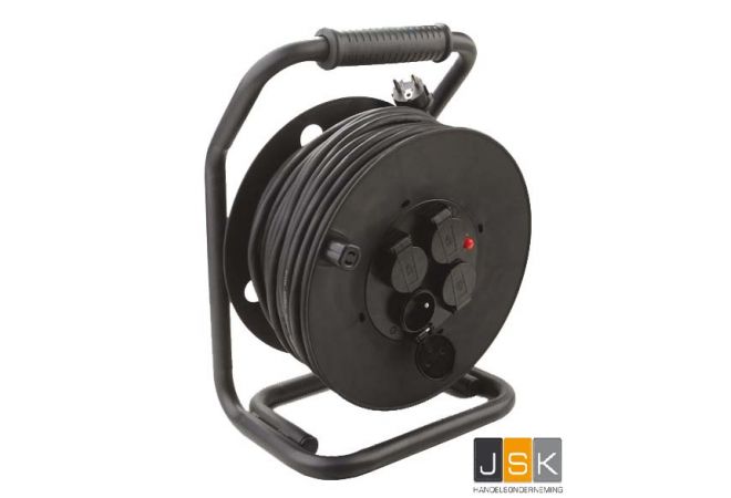 Kabelhaspel 25 meter Target open 4-voudig met randaarde IP44 neopreen H07RN-F 3x2.5mm2 (90302) Artikelnr: 401305845 | Fabrikantnr: 90302 | EAN: 4260170162960