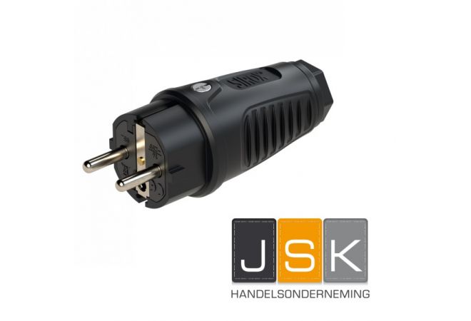 SIROX/PCE 0522-SS Taurus2 geaarde stekker 230 V zwart volrubber, voor aansluitdiameter tot 3G2,5 mm², nominale spanning: 250V~ nominale stroom: 16A - 802.410.01