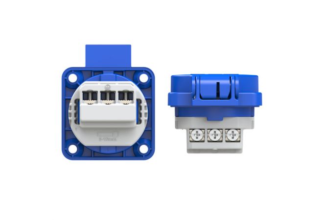 105-0BX10 - Machinecontactdozen IP 54 blauw, flensmaat: 50 x 50 mm, incl. dunne flensdichting, afstand tussen de bevestigingsgaten: 38 x 38 mm, 601.050 Blauw