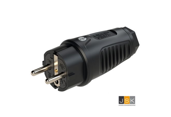 SIROX/PCE 0522-SS Taurus2 geaarde stekker 230 V zwart volrubber, voor aansluitdiameter tot 3G2,5 mm², nominale spanning: 250V~ nominale stroom: 16A - 802.410.01