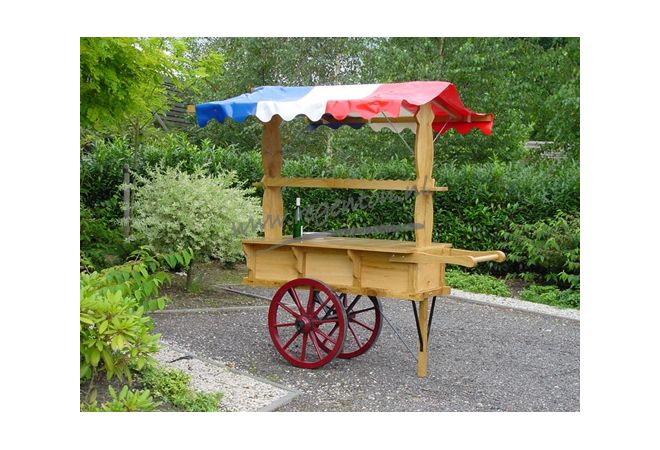 Haringkar eiken met houten wielen, Afmeting (L x B x H) 205 x 83 x 217 cm, Gewicht 80 Kg