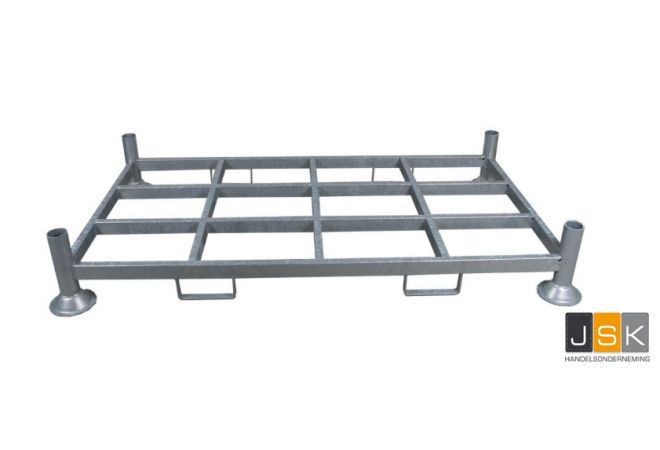 Stapelrek Eurorack Dubbel 1845x1000 mm Basisstelling, Thermisch verzinkt, Hartmaat: 1845 x 1000 mm, Maximale belasting: 1.500 kg, 18 racks per stapel (nestbaar)