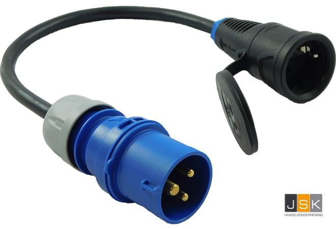 323>162 - Verloopstekker / adapter 1 fase CEE 32A naar schuko, ongezekerd - 1446.323162