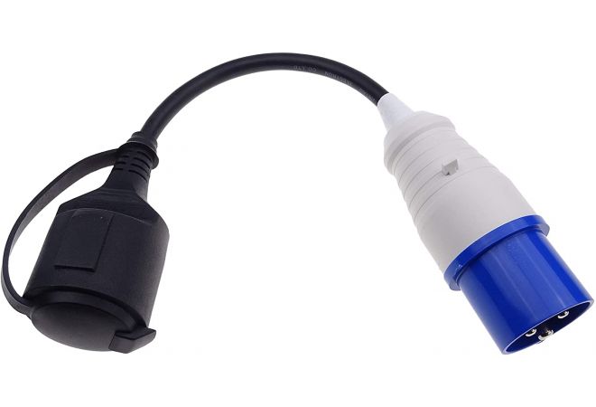 163162 CEE kabeladapter stekker naar geaarde koppeling IP44 spatwaterdicht I H07RN-F 3G2,5 / 16A voor camping, caravan en camper etc