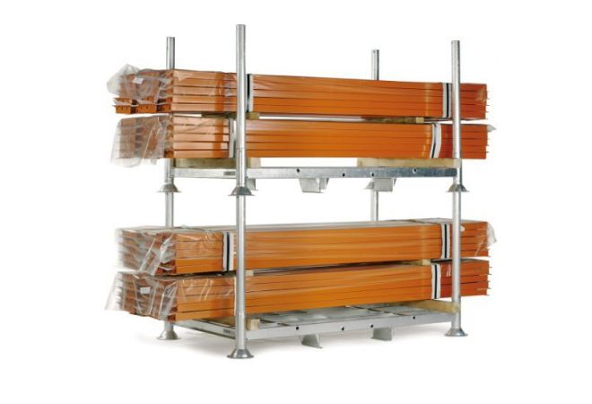 Stapel rekken, groot frame 1845x1000 mm, Thermisch verzinkt, Hartmaat: 1845 x 1000 mm, Maximale belasting: 1250 kg, 18 racks per stapel (nestbaar)