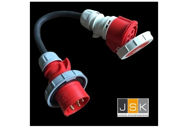 Câble adaptateur CEE Reefer 0,5 mètre 32A 5p 6h Mâle -> 32A 4p 3h Femelle, 380-400V - 325324/3h