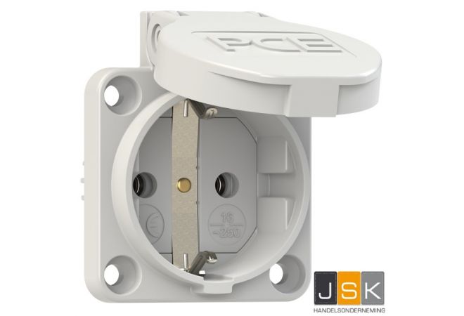 PCE 105-0w Reserve stopcontact wandverdeelkasten IP 54 wit, flensmaat: 50 x 50 mm, incl. dunne flensdichting, afstand tussen de bevestigingsgaten: 38 x 38 mm, 601.050 wit