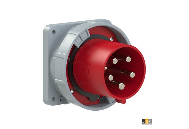 645-6 | CEE-flanged plug straight 125A 5p 6h IP67 POWER TWIST, dimensions (flange/fixing center): 120x120 mm / 100x100 mm
