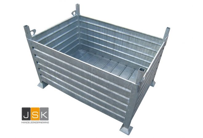 1258586 Stapelbak gesloten 9650.004. - 125x85x86 cm, Geheel thermisch verzinkt | Max. hijslast 2.000 kilogram Gewicht: 68 kg Effectieve vulhoogte: 0,55 m