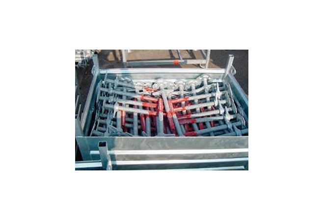 12585 Stapelbak 1.25 m x 0.85 m x 0.60 voor voetspindels 150 stuks - geheel thermisch verzinkt - Max. hijslast 2.000 kilogram