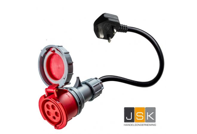 162=>165 16A rood CEE naar Type G voor UK Adapter, IP67 beschermingsklasse, CE- en TÜV-gecertificeerd, 2 jaar garantie - 162165/67UK