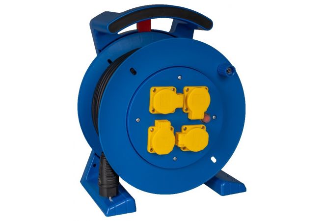 JUMBO kabelhaspel blauw 25 meter kabellengte, 4 contactdozen, H07RN-F 3G2,5 mm² - 2266.654.2251 EAN: 4028232490402