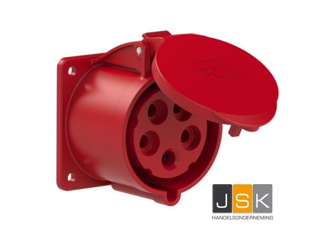 325-6V - CEE opbouwdoos recht 32A IP44 | 5-polig 400V | 6h 32A Flens 70 x 70 mm | 603.256/103050 - EAN-Code: 4028232007570