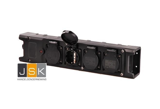 (VD16) Contactdooscombinatie 4-voudig 230 V, zwart wartelinvoer M20 - 720.104.01