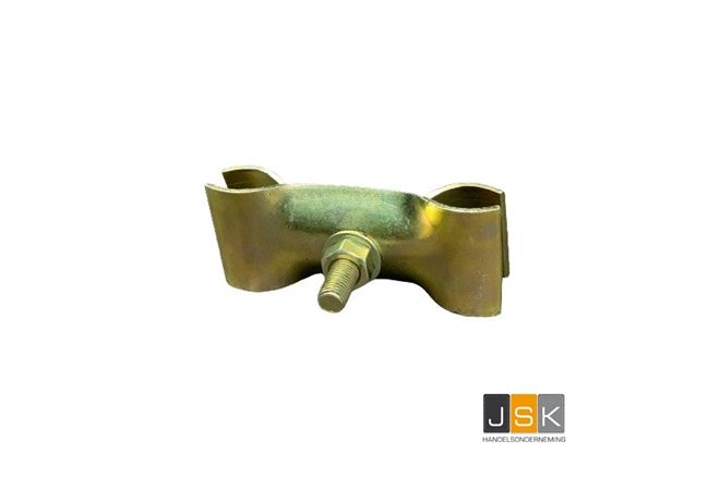 Standaard verbindingsbevestiging met slotbout maat 42/42, Thermisch verzinkt Goudkleurig, voor Ø42 mm buismaat ring/dopsleutel 19