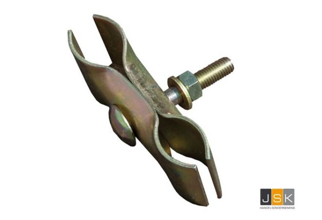 Bouwhek-klem met slot-bout | Bouwhek klemset | Koppeling standaard met slotbout | Thermisch verzinkt | Goudkleurig Ø 42 mm buismaat - JSK Handelsonderneming