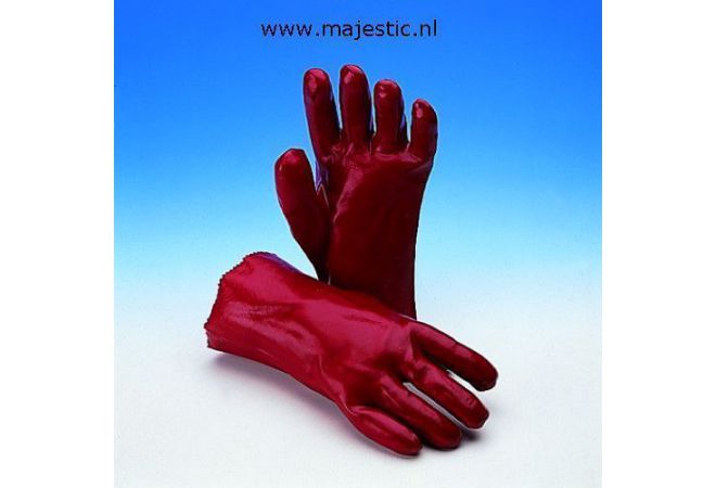 Handschoen PVC rood, lengte 40 cm