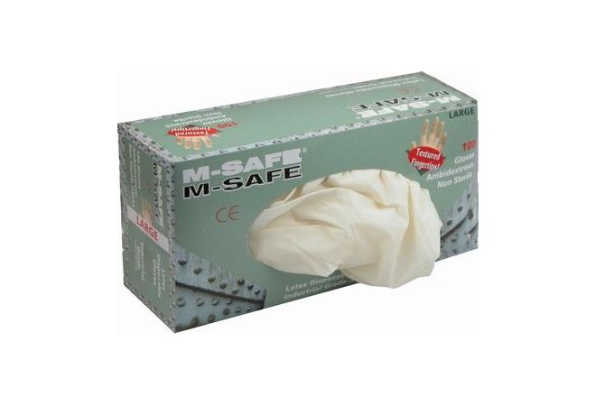 M-Safe 3413 latex handschoenen reliëf, naturel