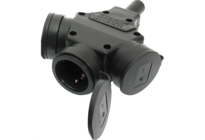 SIROX® volrubber 3-voudige hangverdeler met deksels aan band, zwart, - 801.476.01 EAN: 4028232290309